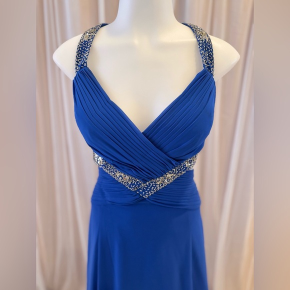 David’s Bridal Elegant Blue Evening Gown blue formal dress - Picture 3 of 11